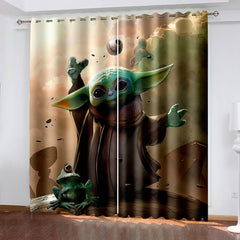 2024 NEW Baby Yoda Curtains Pattern Blackout Window Drapes