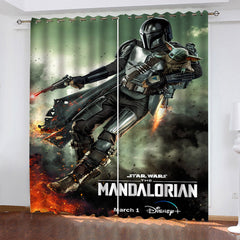 2024 NEW The Mandalorian Yoda Curtains Pattern Blackout Window Drapes