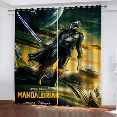 2024 NEW The Mandalorian Yoda Curtains Pattern Blackout Window Drapes