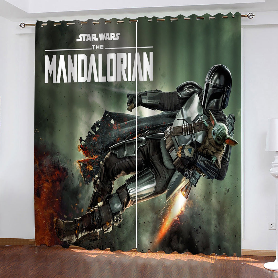 2024 NEW The Mandalorian Yoda Curtains Pattern Blackout Window Drapes