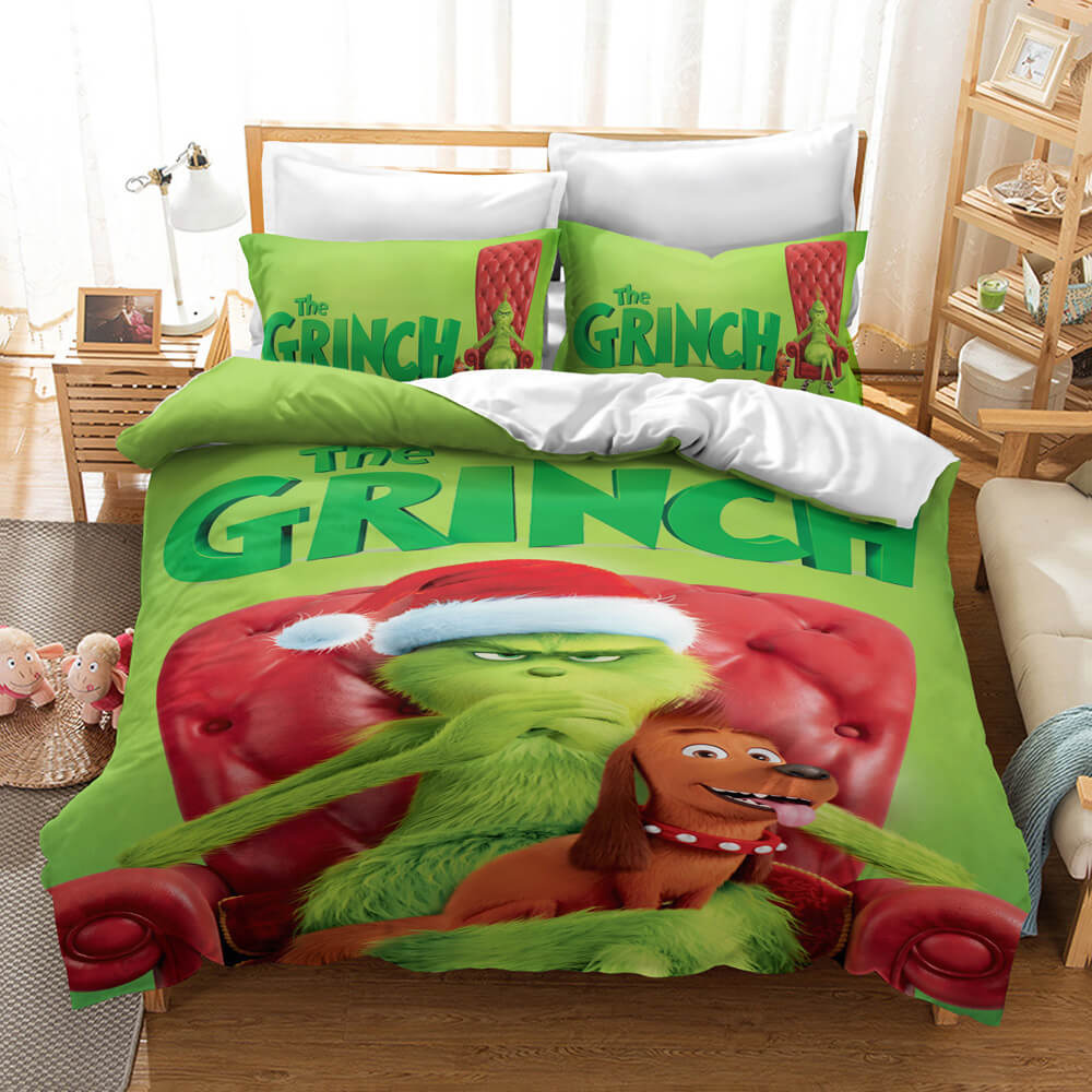 2024 NEW The Santa Grinch Christmas Cosplay Bedding Set Quilt Cover Without Filler