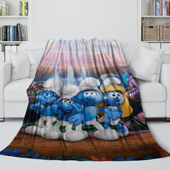 2024 NEW The Smurfs Blanket Flannel Throw Room Decoration