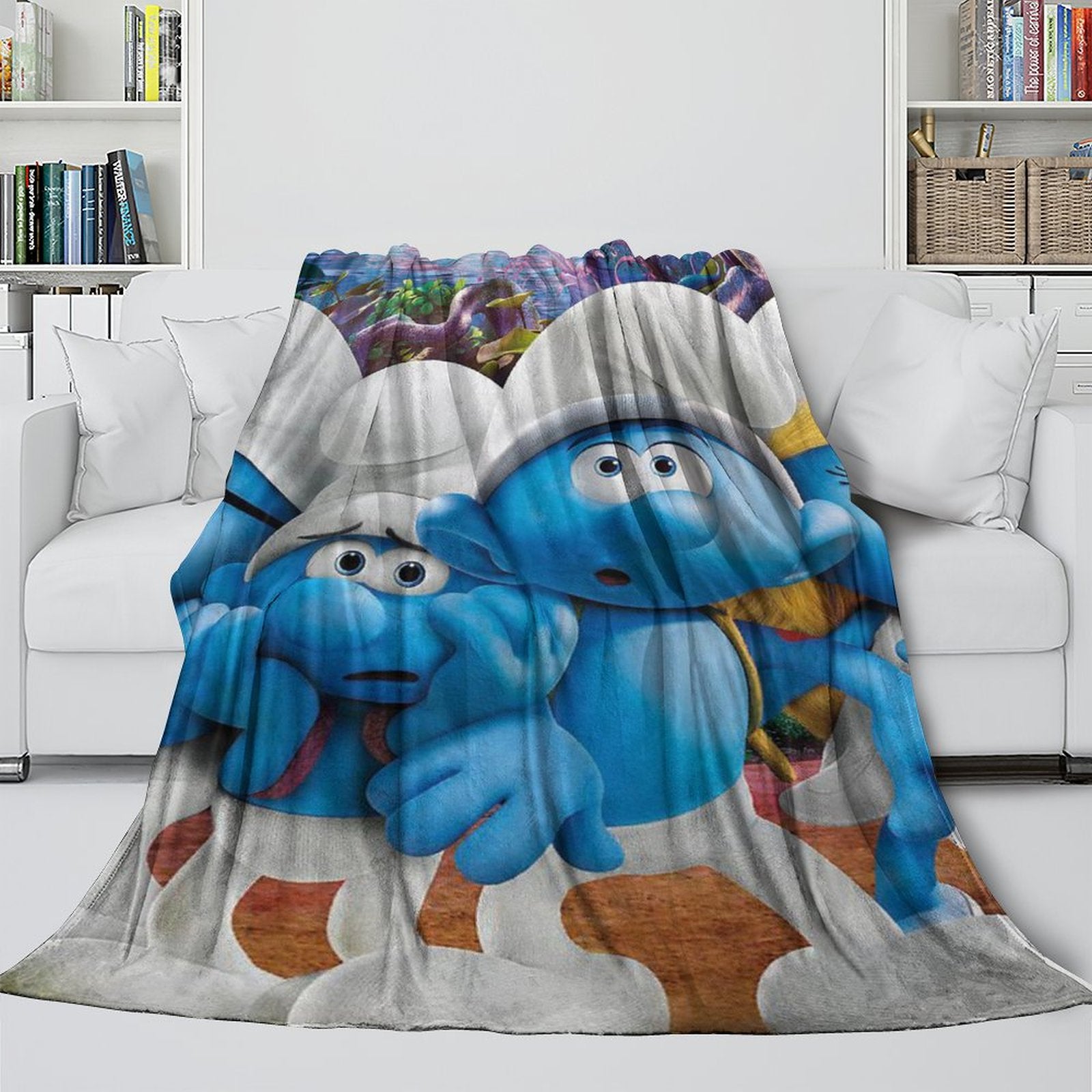 2024 NEW The Smurfs Blanket Flannel Throw Room Decoration