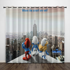 2025 NEW The Smurfs Curtains Pattern Blackout Window Drapes