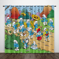 2025 NEW The Smurfs Curtains Pattern Blackout Window Drapes