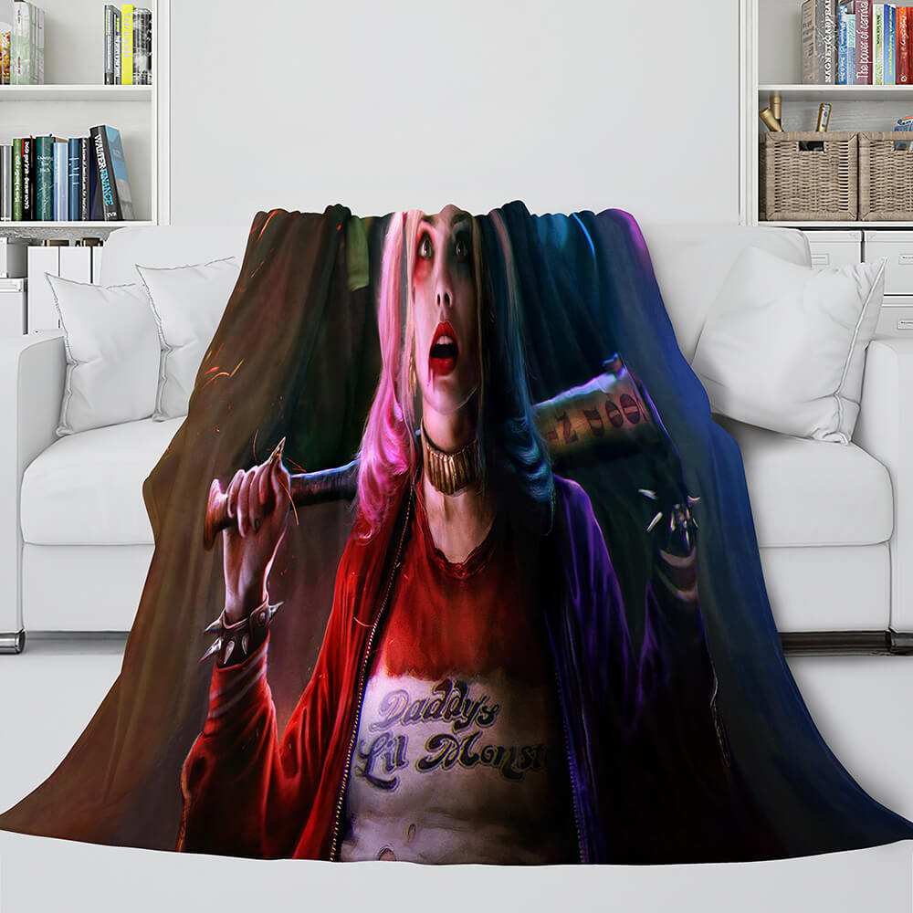 2025 NEW The Suicide Squad Harley Quinn Flannel Fleece Throw Cosplay Blanket