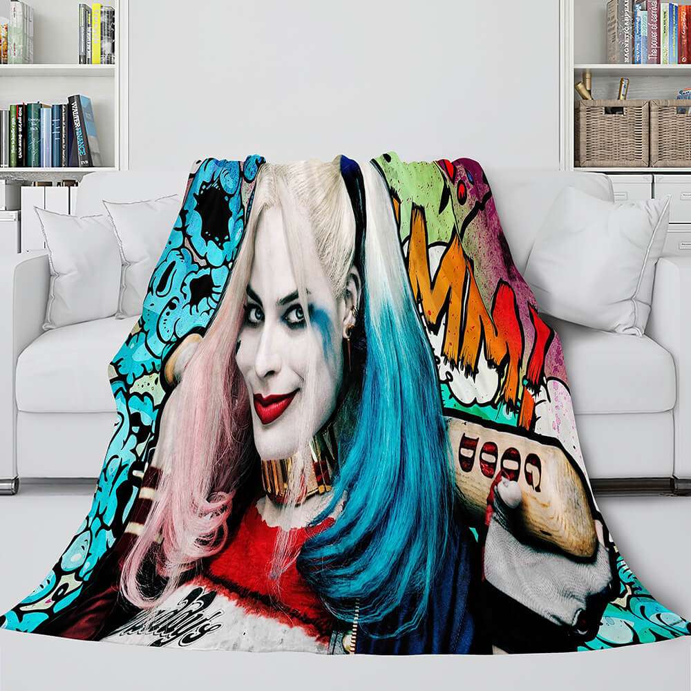 2025 NEW The Suicide Squad Harley Quinn Flannel Fleece Throw Cosplay Blanket