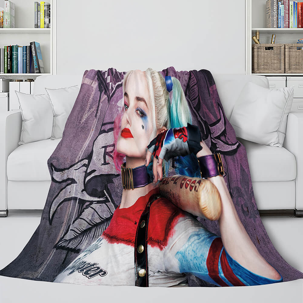 2025 NEW The Suicide Squad Harley Quinn Flannel Fleece Throw Cosplay Blanket