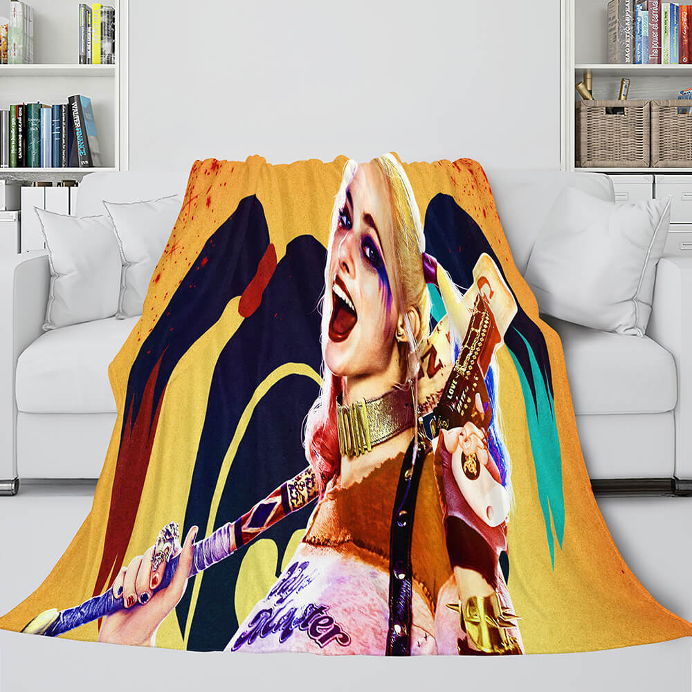 2025 NEW The Suicide Squad Harley Quinn Flannel Fleece Throw Cosplay Blanket