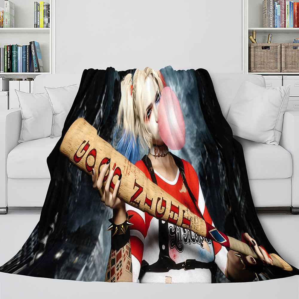 2025 NEW The Suicide Squad Harley Quinn Flannel Fleece Throw Cosplay Blanket