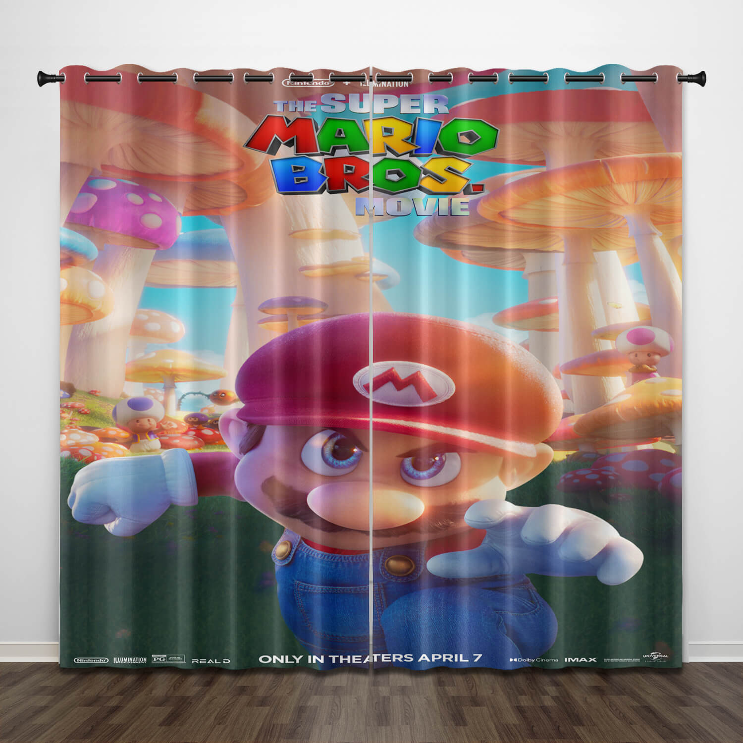 2024 NEW The Super Mario Bros Movie Curtains Blackout Window Drapes Decoration