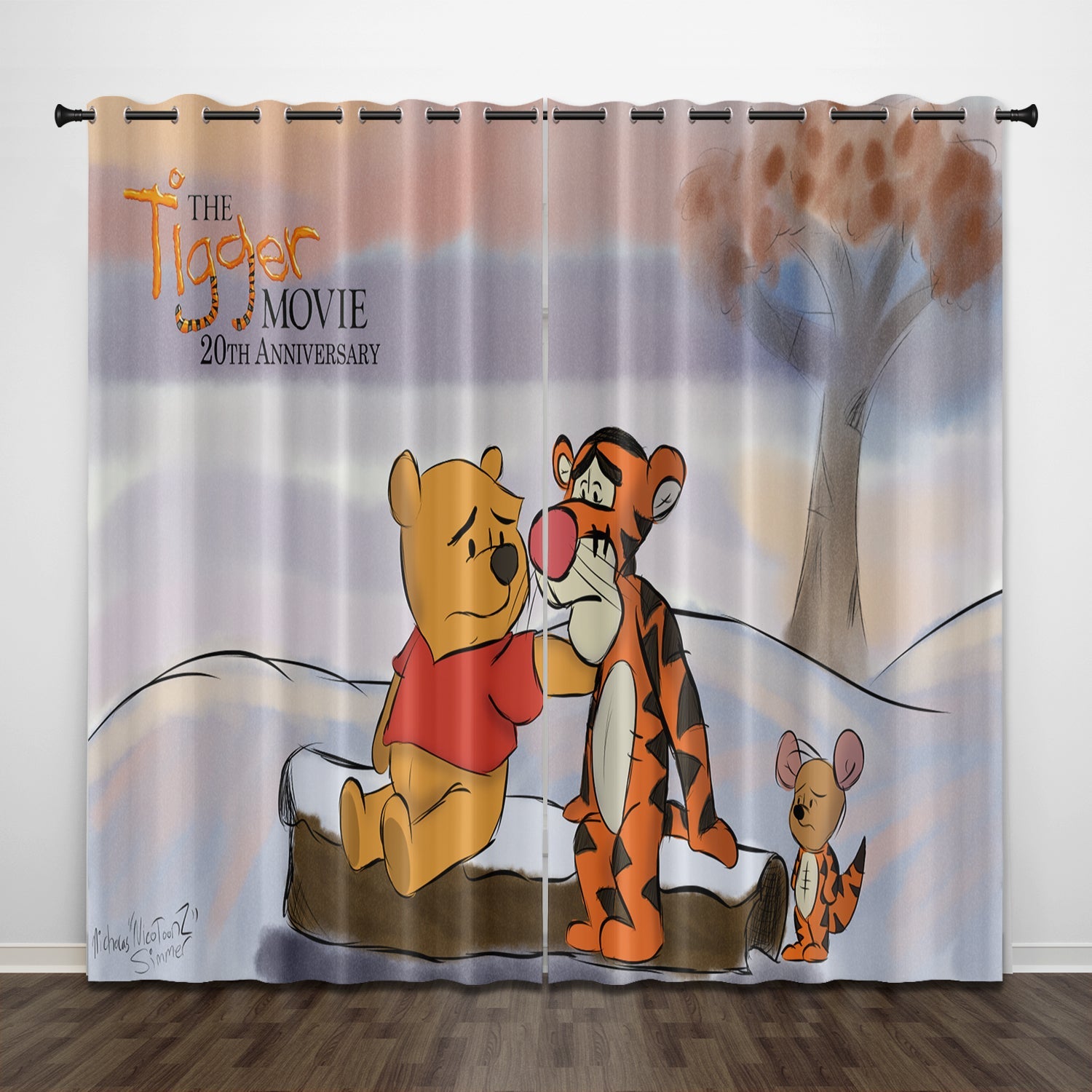 2024 NEW The Tigger Movie Curtains Pattern Blackout Window Drapes