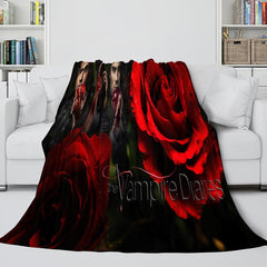 2024 NEW The Vampire Diaries Red Rose Flannel Fleece Blanket