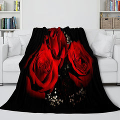 2024 NEW The Vampire Diaries Red Rose Flannel Fleece Blanket