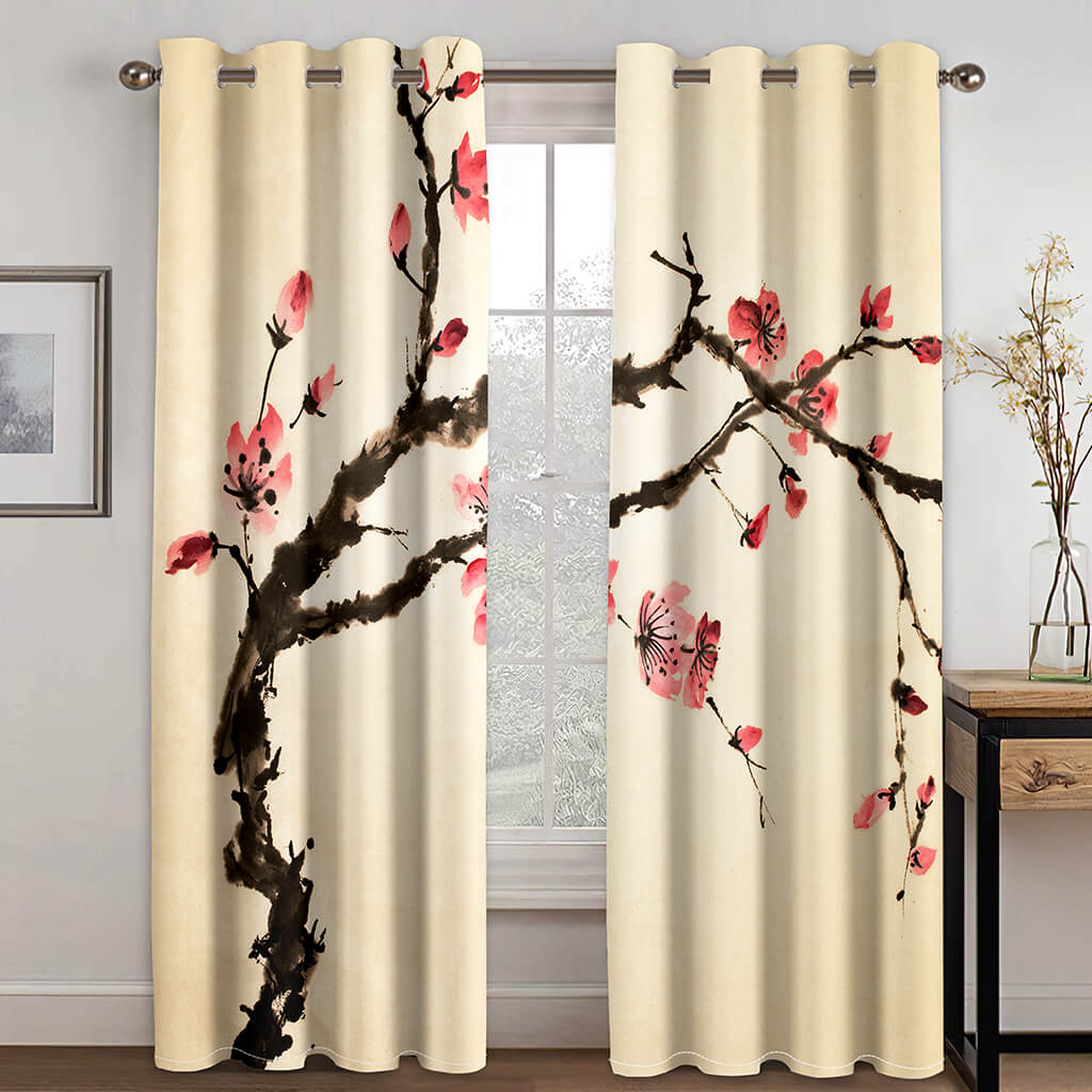 2024 NEW Wintersweet Plum Blossom Curtains Blackout Window Treatments Drapes