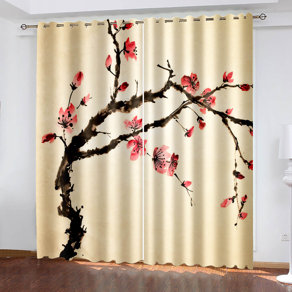 2024 NEW Wintersweet Plum Blossom Curtains Blackout Window Treatments Drapes