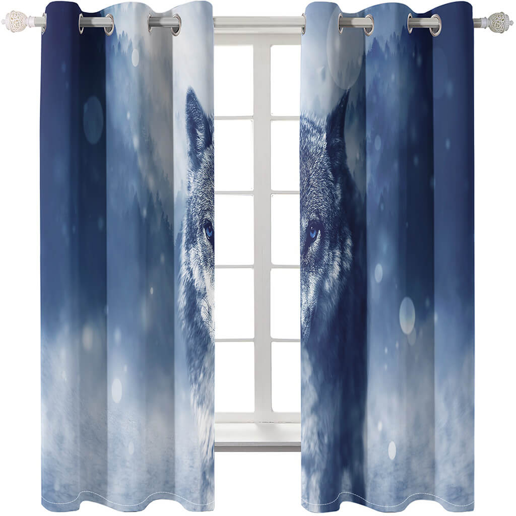 2024 NEW Wolf Curtains Blackout Window Treatments Drapes for Room Decoration