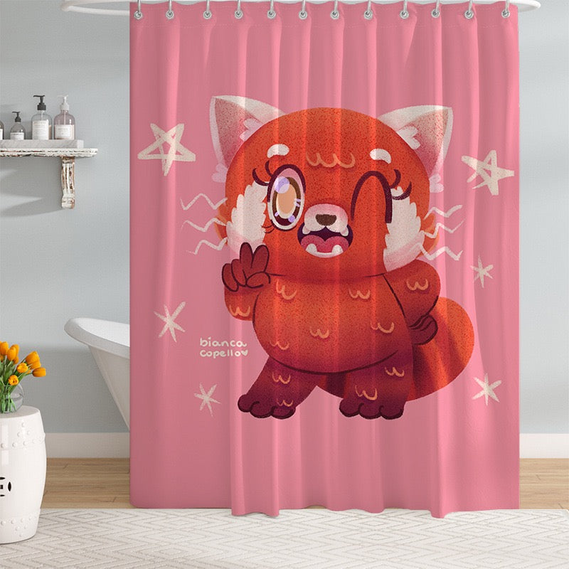 Turning Red Shower Curtain Waterproof Bath Curtains Bathroom Decor With Hooks