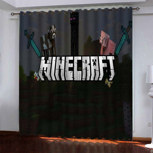 Minecraft #5 Blackout Curtains For Window Treatment Set For Living Room Bedroom