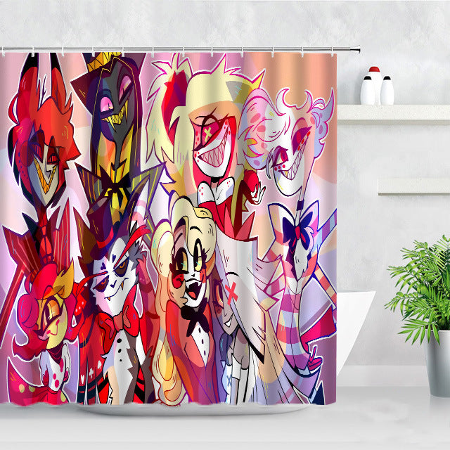 Hazbin Hotel Shower Curtain Waterproof Bath Curtains Bathroom Decor With Hooks