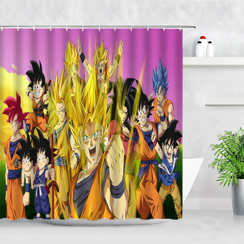 Dragon Ball Shower Curtain Waterproof Bath Curtains Bathroom Decor With Hooks