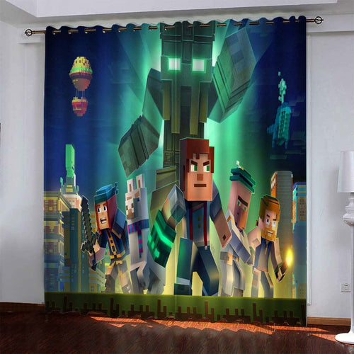 Minecraft #8 Blackout Curtains For Window Treatment Set For Living Room Bedroom